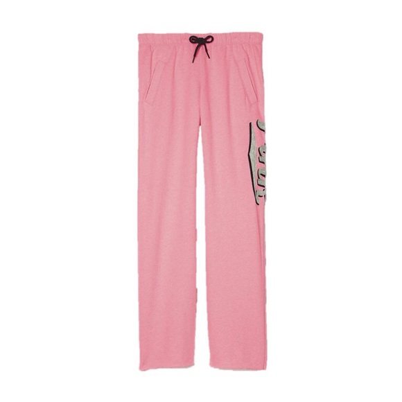 VS PINK Boyfriend Pants Sz L Oversized Embroidered Logo - Picture 1 of 5